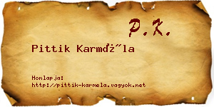 Pittik Karméla névjegykártya